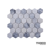 2’’ Hexagon Muğla B - Gümüş Eskitme Mermer Mozaik
