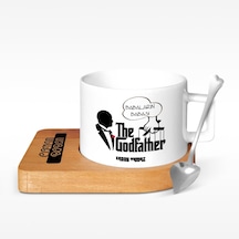Kişiye Özel The Godfather Tasarımlı Ahşap Altlıklı Seramik Fincan