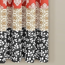 Lush Çizgili Pencere Perdesi Panel Çifti, 160 Cm Uzunluk X 132 Cm Genişlik, Turkuaz Ve Turuncu 50 x 22