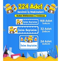 İş Makineleri Temalı Okul Kreş Kişiye Özel İsim Etiket Seti - Model 263 Çok Renkli