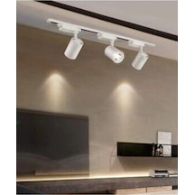1 Metre Raylı 3 Adet 30w Led Beyaz Kasa Günışığı Ray Spot Led Vitrin Mağaza Armatürü