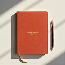 Travel Journal Sert Kapaklı Seyahat Günlüğü, A5 Boyutunda, Planlama &amp Anı Alanı Anı Defteri Kiremit Genel