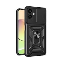Samsung Galaxy  Uyumlu,  A06 Kılıf Pars Lens Yüzüklü Silikon - Siyah
