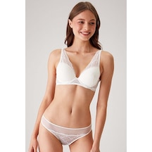 Pierre Cardin Ekru 4821 Biella Soft Push Up Dolgulu Çiçekli Bralet Sütyen Takımı / Iç Çamaşır Takım