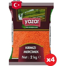 Yazar Yerli Kırmızı Mercimek 4 x 2 KG