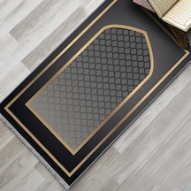 Evaşk Namazlık Dokuma Halı Kaymaz Muslumana Seccade66x113 Gri EVASK807E66