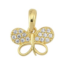 Goldkupe 14 Ayar Altın Taşlı Kelebek Kolye Ucu 0,76 Gr-3299