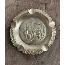 Antik Pirinç Sari Küllük Puro Küllüğü Siğara Küllük 19*19Cm