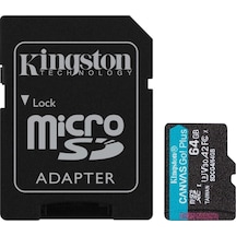 Kingston Sdcg4-64gb 64gb Microsdxc Canvas Go Plus Gen4 200mb-s A2 U3 V30 Card + Adp Hafıza Kartı