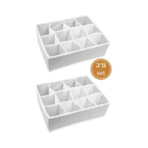 12 Bölmeli Çok Amaçlı Çekmece İçi Düzenleyici Organizer 2'li Set Gri