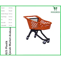G25 Plastik Çocuk Market Alışveriş Arabası 25 Litre Kırmızı