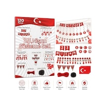 23 Nisan Süsleme Seti, 120 Parça, Zikzak Banner, Flama, Sarkıt Tavan Süsü, Kapı Ve Pencere Süsü, Okul Sınıf Dekorasyon Paketi