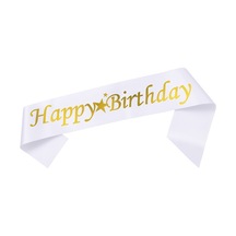 2 Paket Kuşak Beyaz Happy Birthday Gold - Parti Süsü 0 - 99