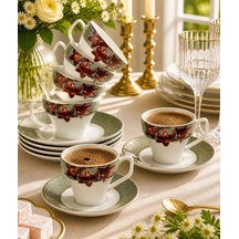6 Kişilik Porselen Exotic Frame Kahve Fincanı-5919 Çok Renkli