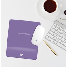 Mor Good Vibes Only Yazılı Bilek Destekli Dikdörtgen Mouse Pad Mouse Altlık Mousepad