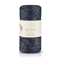 Sensy 2 Mm Multi Sparkle Simli Polyester Makrome İpi Lacivert
