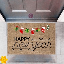 Kapı Önü Paspası Dekoratif Dijital Baskı Yeni Yıl Konsepti P-2573