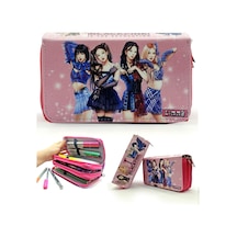 Kalem Kutusu Black Pink Blink Organizer Kalemkutu Vegan Deri Üç Bölmeli Kalemlik