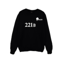Sherlock Holmes Baskılı Sweatshirt Siyah