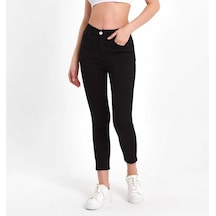 Siyah Yüksek Bel Dar Paça Jeans Siyah