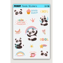 Sevimli Unicorn Panda Sticker Seti - 16 Adet Etiket Çıkartma Diğer