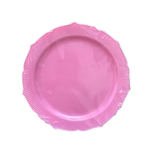 Omeyva Davet Parti Sunum Doğum Günü Pembe Renkli Sert Plastik Mika Tabak - 26 Cm. - 6 Adetlik Paket