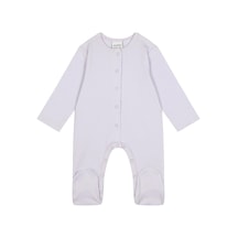 Antebies Organik Lila Çıtçıtlı Uzun Kollu Kız Bebek Patikli Tulum Mor