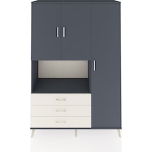 Hyperion Dolap 7 Raflı 3 Çekmeceli 3 Kapaklı 132x44x195 Antrasit-antrasit/aytaşı Antrasıt/aytası