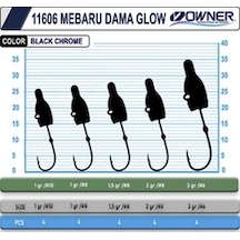 Owner 11606 Jh-83g Mebaru Dama Glow Lrf Jig Head 1.5 Gr 1.5 GR