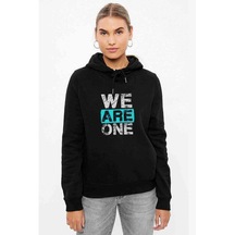 Exo We Are One We Are Baskılı Siyah Kadın Kapşonlu Sweashirt