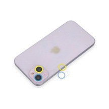Apple İphone 13 Mini Renkli Kamera Lens Koruma Cam - Sarı-mavi