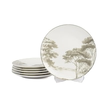 Mikasa Moor Forest Plaid 6lı Pasta Tabağı 20cm Beyaz
