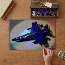 Oyuncak Mavi Uçak Görseli Tasarımı 240 Parça Ahşap Puzzle Ahşap Kutuda Mpy10029