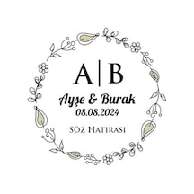 Kenarları Kabarık Dikdörtgen Mühür Kına Nişan Düğün 3x3 Cm Özel Etiket / 50 Adet Sticker Beyaz