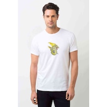 Dragon Shield Baskılı Beyaz Erkek Tshirt