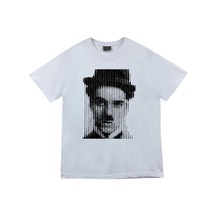 Stoned&Fame Charlie Chaplin Baskılı Unisex %100 Pamuk Beyaz T-shirt Beyaz