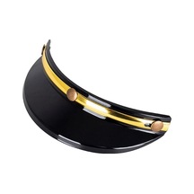 "my02 Motosiklet Kaskı İçin Retro Güneşlik Siper - 3/4 Kask Uyumlu, Siyah & Altın Şeritli"