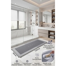 Buççin Online Mağaza Su Emici Banyo Paspası Kaymaz Tabanlı Su Emici Yapı 40x120m Uzun Kauçuk Gri Çok Renkli