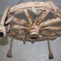 Otantik Çarşı Ahşap Halatlı Teker Avize 70 Cm. 4'Lü  K05