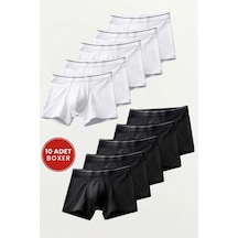 Ecnt Erkek Likralı Pamuklu Boxer Özel Hijyenik Ambalajlı 10'lu Paket Karışık Karışık