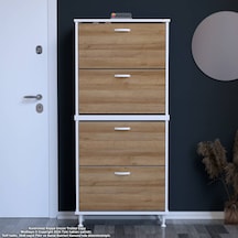 Modilayn Umay' 2 Li Antre Hol 72 X 160 X 25,5 Cm Lik 4 Düşer Kapak 8 Göz Bölmeli Ayakkabılık Beyaz