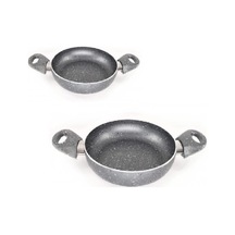 Granit Kapaksız 2 Boy Sahan Seti, 22-24 Cm, Gri Diğer