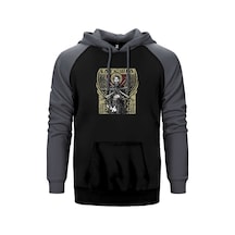 Batushka Raskol Gri Renk Reglan Kol Kapşonlu Sweatshirt Gri