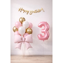 Patladı Gitti Pembe Fiyonk 3 Yaş Doğum Günü Balon Seti Pembe