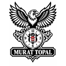 40x45 Cm Kartal Figürlü Bjk Armalı Dekoratif Duvar Saati Kişiye Özel Murat Topal