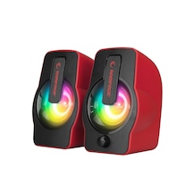 Kırmızı - Rgb Işıklı 1+1 Hoparlör Speakaer Set Usb Kablo 2.0 Multimedya - 6w 5250