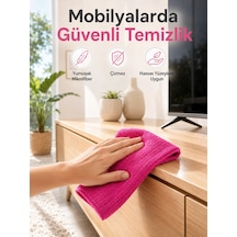 Çok Amaçlı Pembe Mikrofiber Bez Çizmeden Yüzey Temizliği - Lisinya
