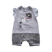 Çarşınet Kız Bebek Tulum Mektuplu Kedi Golf Tulum (441360160) Gri