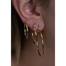 21-26-36 MM 3'Lü Kadın Halka Çelik Küpe Seti Mse29