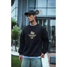 Kışlık Bisiklet Yaka Ön Ve Arka Baskılı Sweatshirt - Siyah renkli Çok Renkli Kışlık Bisiklet Yaka Ön Ve Arka Baskılı Sweatshirt - Siyah renkli Çok Renkli